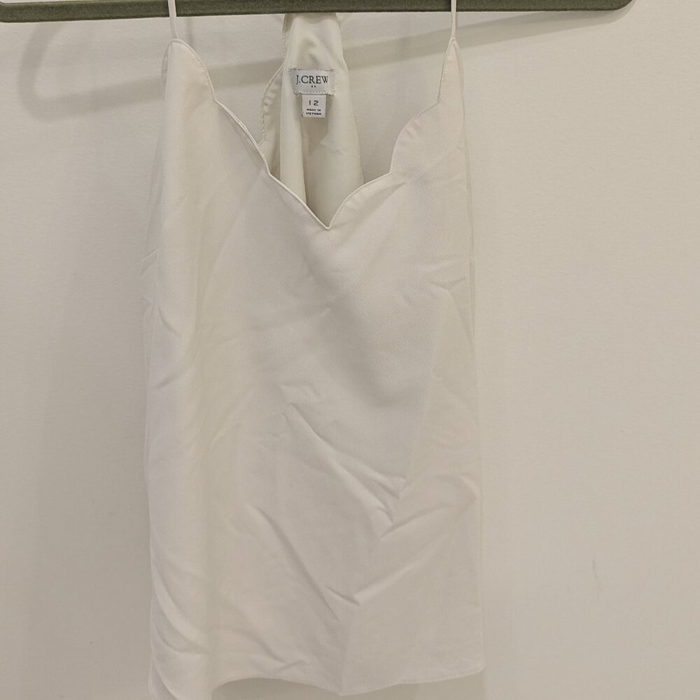 J Crew Scalloped White Cami Top